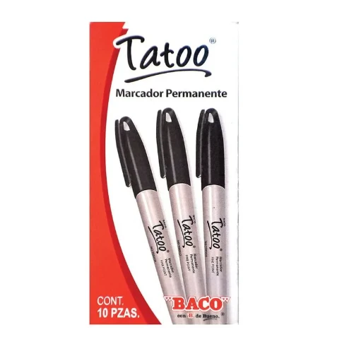 Marcador Permanente Delgado Negro Tatoo